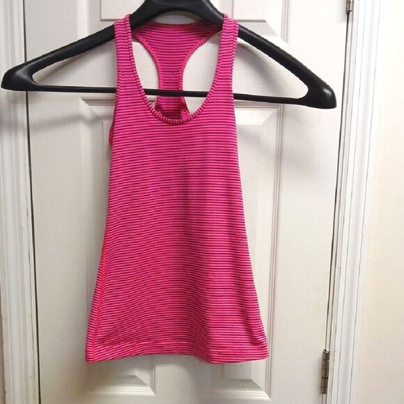 LULULEMON Pink And Blue Striped Racerback Tank Top See Description - Picture 1 of 6